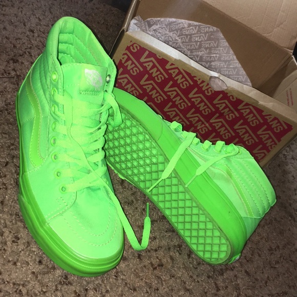 neon high top vans